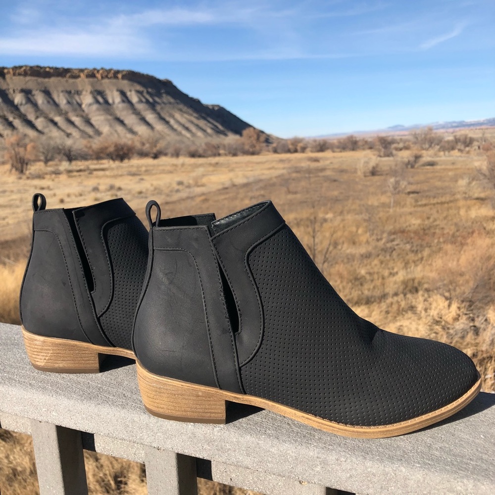 Black and Tan booties from Zulily